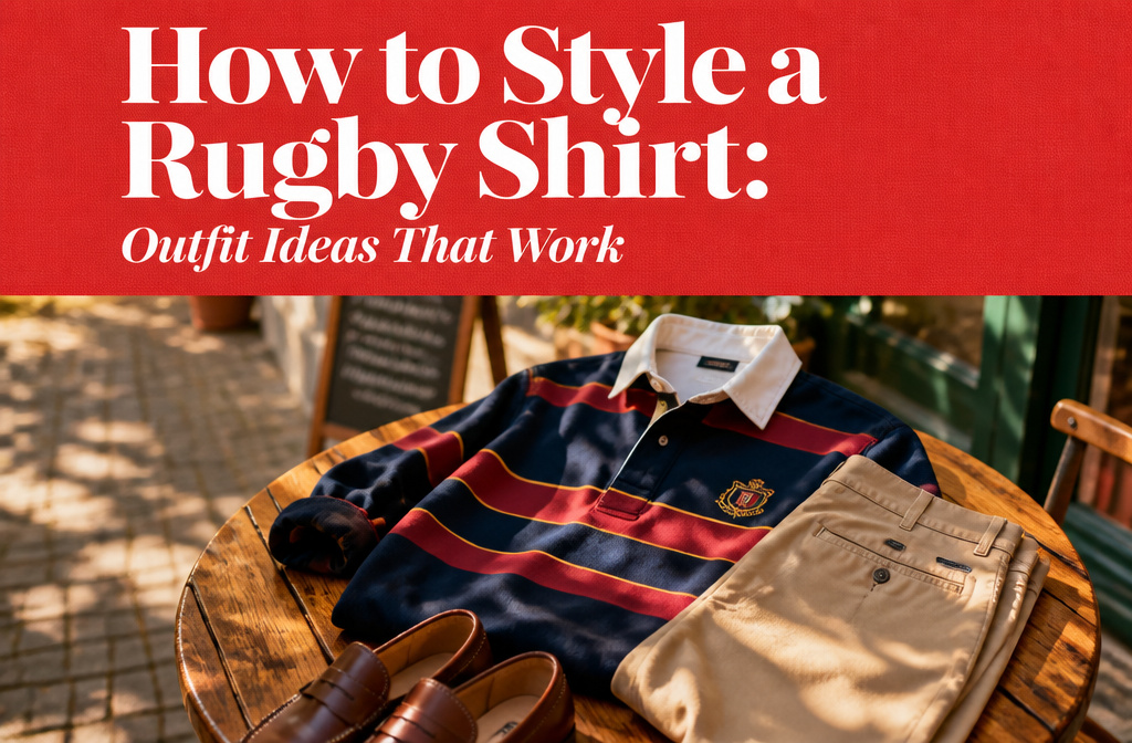 Different rugby shirts displayed in various colors and styles.